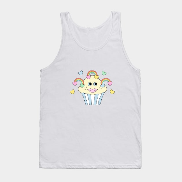 Cupcake with Hearts and Rainbows Tank Top by Pinkdeer